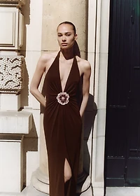 Halter dress with flower detail