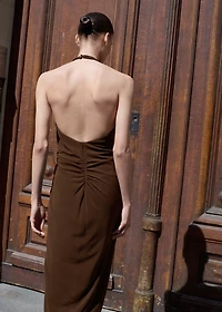 Halter dress with flower detail