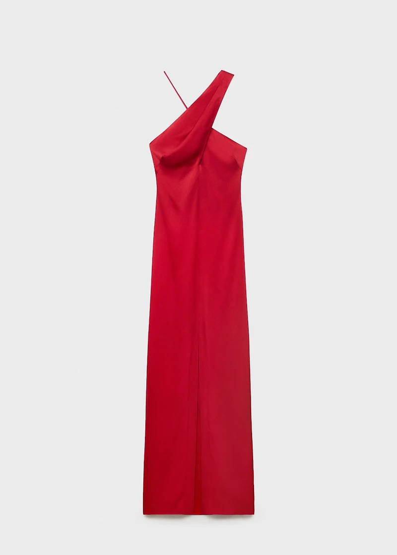 Cross-neckline slit dress