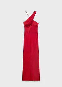 Cross-neckline slit dress