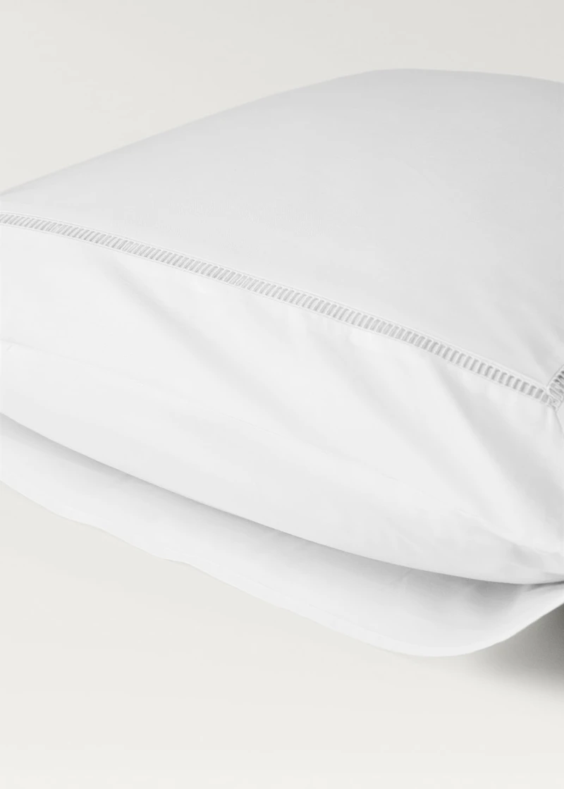 Two cotton percale hemstitched pillowcases 60x60 cm