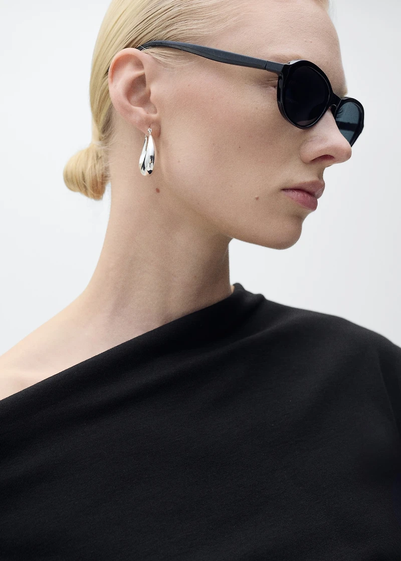 Cotton top with asymmetrical neckline