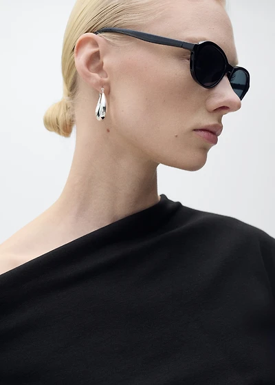 Cotton top with asymmetrical neckline