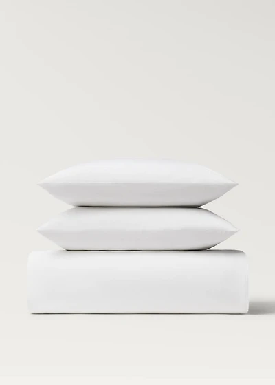 Cotton percale duvet cover with linen trim for 135/140 cm bed