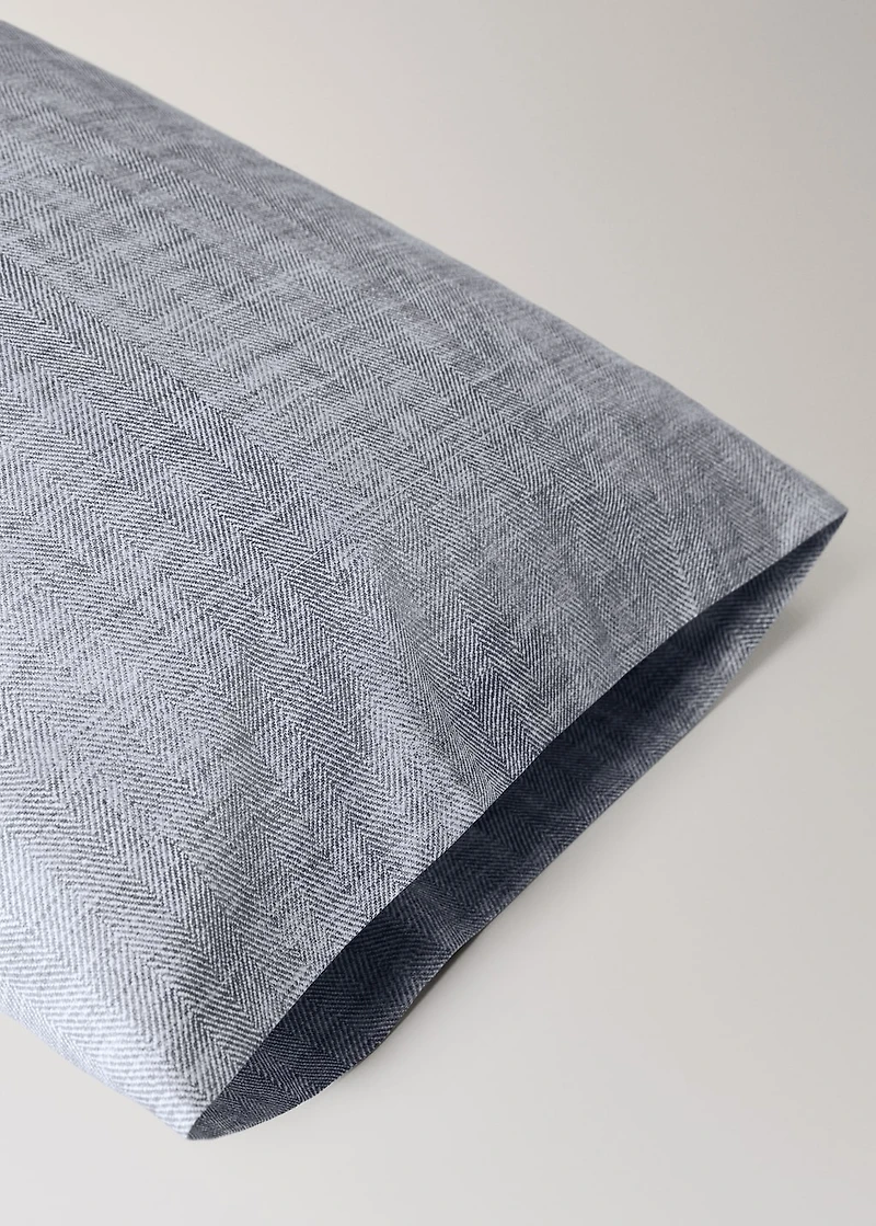 Percale cotton herringbone-print pillowcase 45x110 cm