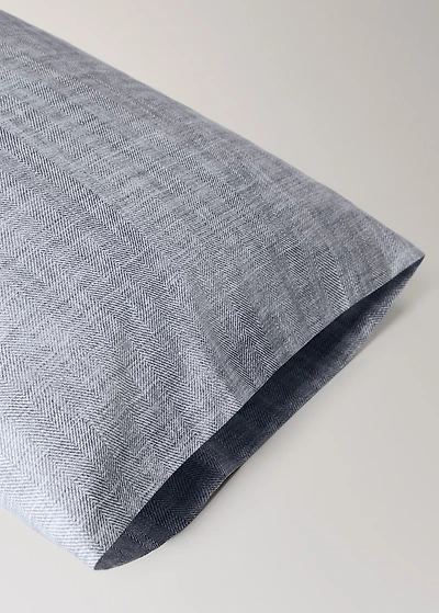 Percale cotton herringbone-print pillowcase 45x110 cm
