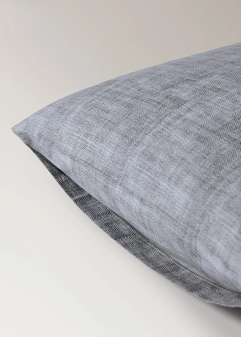 Two percale cotton herringbone-print pillowcases 50x75 cm