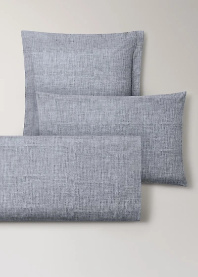 Two percale cotton herringbone-print pillowcases 50x75 cm