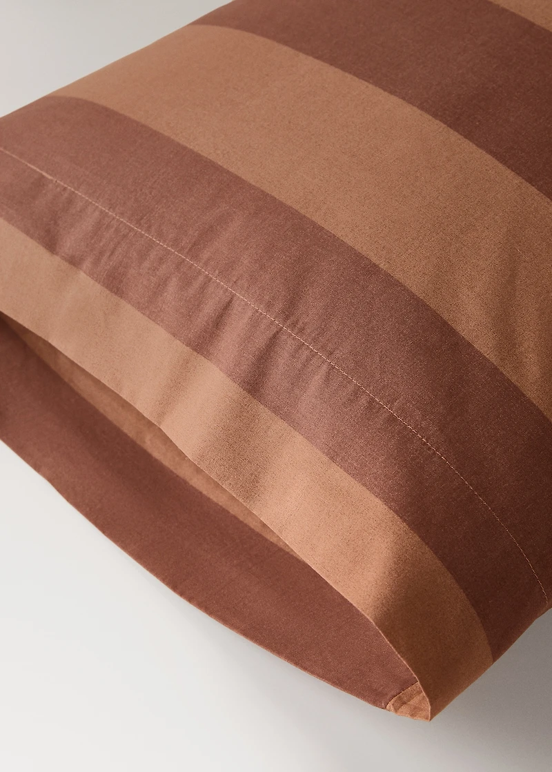 Percale cotton striped pillowcase 45x110cm