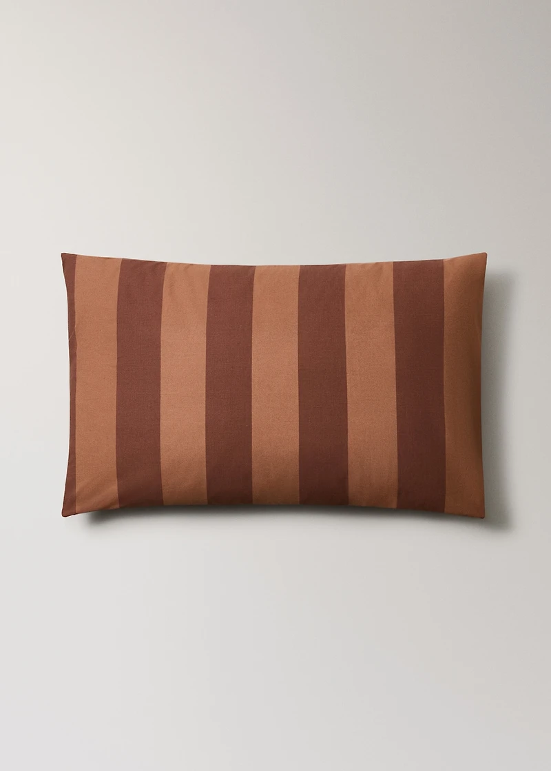 Two cotton percale striped pillowcases 50x75 cm