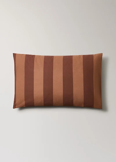 Two cotton percale striped pillowcases 50x75 cm