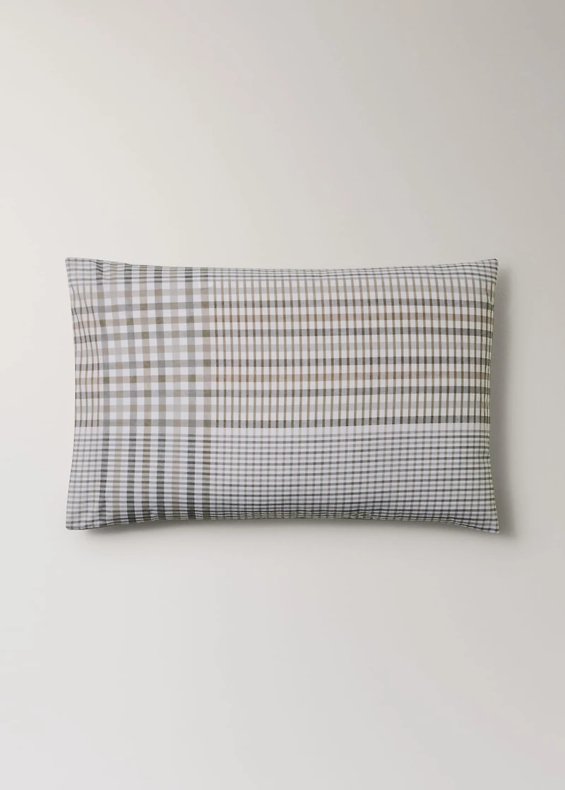 Two 200-thread count cotton percale pillowcases, check pattern, 50x75 cm