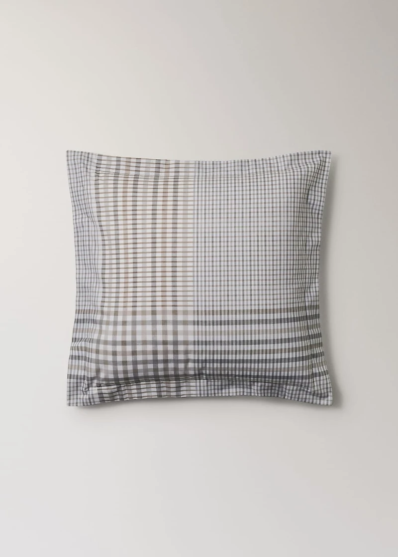 200-thread count percale cotton check-print pillowcase 60x60 cm