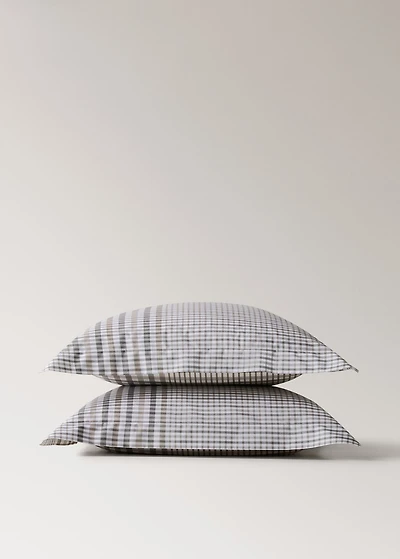 200-thread count percale cotton check-print pillowcase 60x60 cm