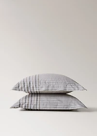 200-thread count percale cotton check-print pillowcase 60x60 cm