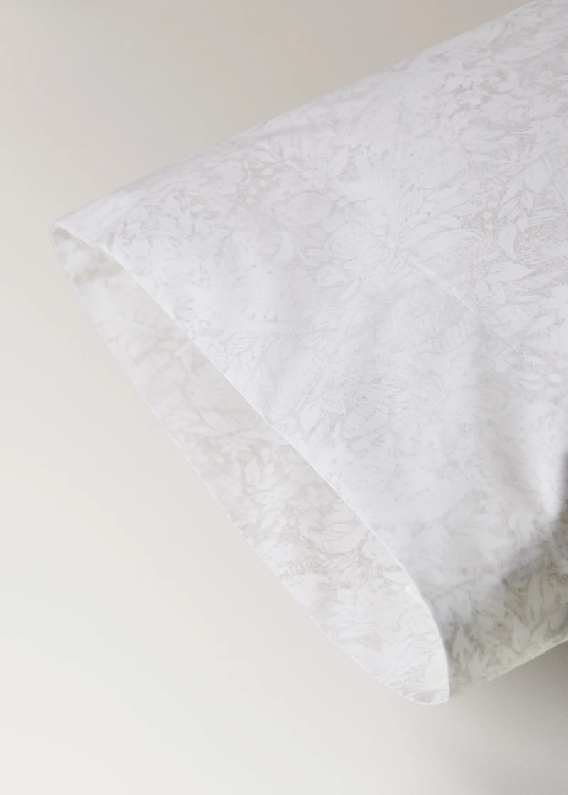 Percale cotton floral-print pillowcase 45x110cm
