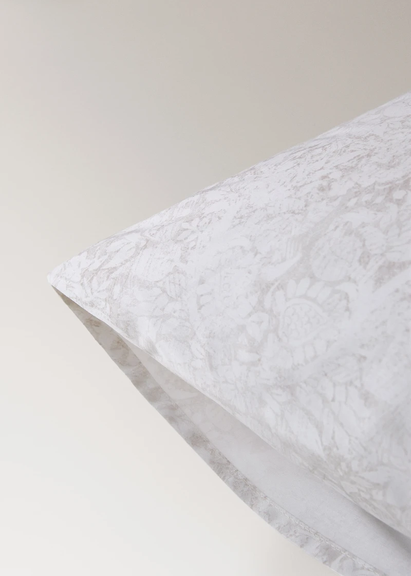 Two cotton percale pillowcases with blurred floral print 50x75 cm