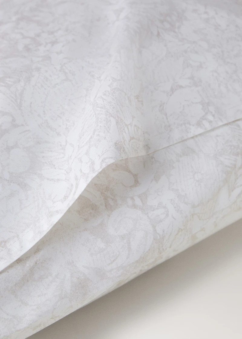 Two cotton percale pillowcases with blurred floral print 50x75 cm