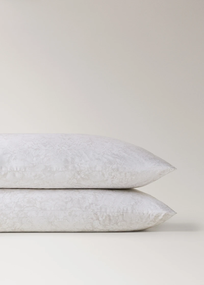 Two cotton percale pillowcases with blurred floral print 50x75 cm