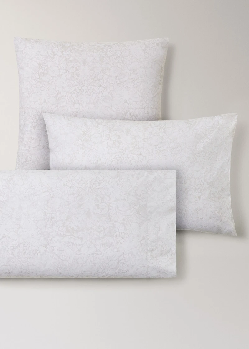 Two cotton percale pillowcases with blurred floral print 50x75 cm