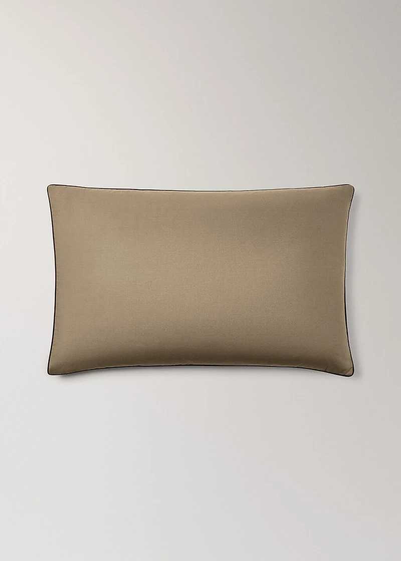 Reversible percale cotton pillowcase with contrasting piping 50x75 cm