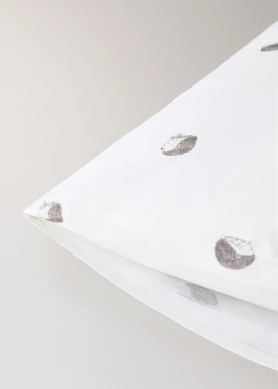 Children's percale cotton pillowcase with hedgehog print 60x60 cm