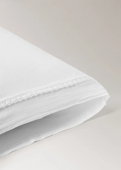 Washed cotton children’s pillowcase with lace ruffle 45x110 cm