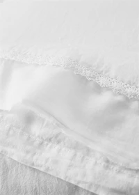 Washed cotton children’s pillowcase with lace ruffle 45x110 cm