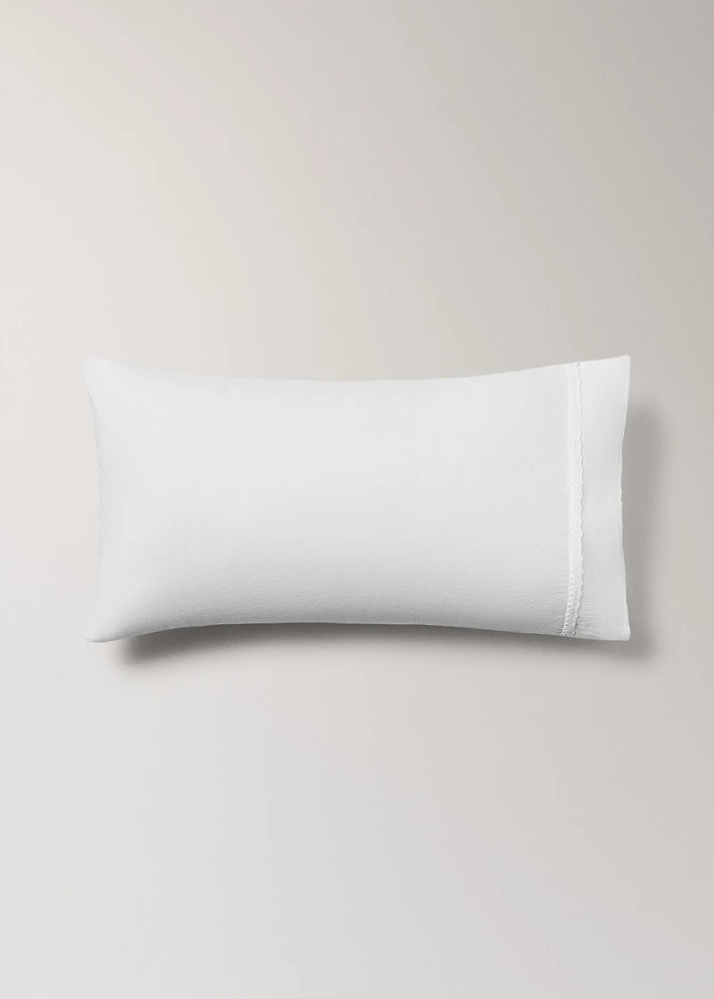 Washed cotton children’s pillowcase with lace ruffle 30x50 cm