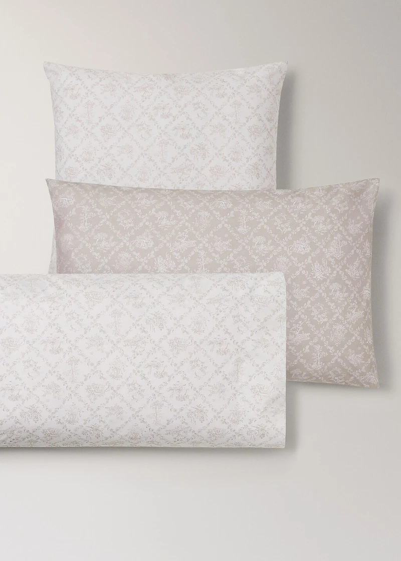 Toile de Jouy percale cotton pillowcase 60x60 cm
