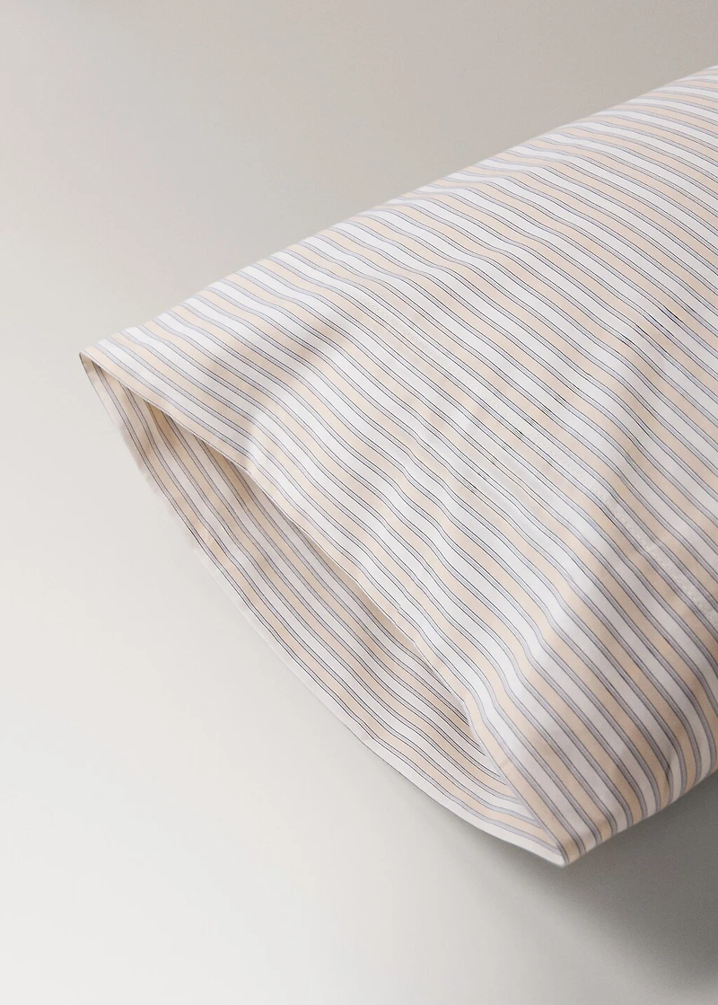 Percale cotton pillowcase with fine stripe print 18x43 inches