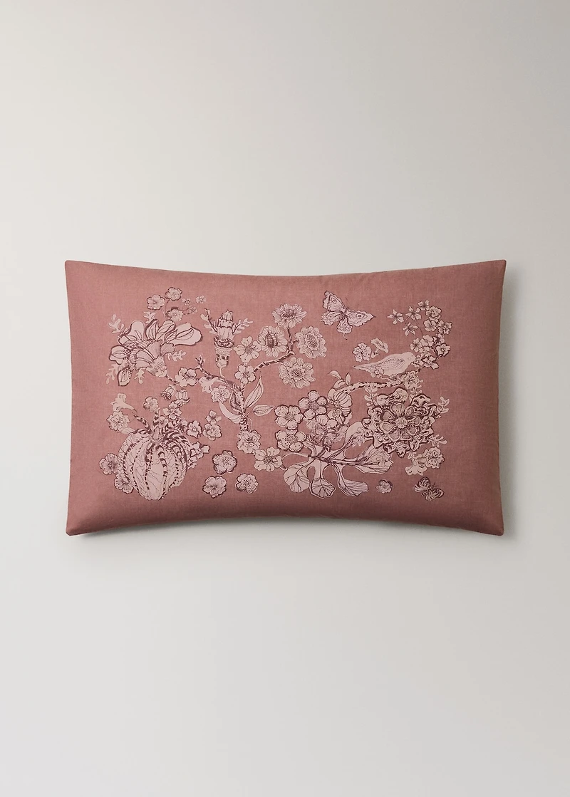 Percale cotton floral-print pillowcase 50x75 cm