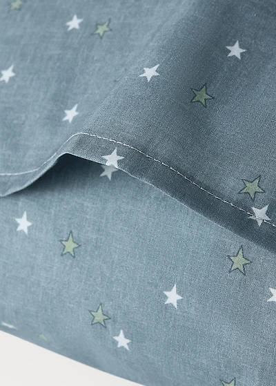 Percale cotton children's star-print pillowcase 60x60 cm