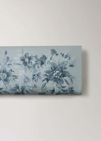 Percale cotton watercolour floral-print pillowcase 17.72x43.31