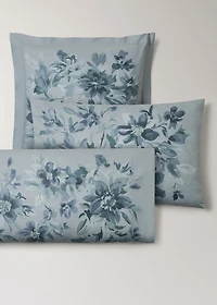 Percale cotton watercolour floral-print pillowcase 17.72x43.31