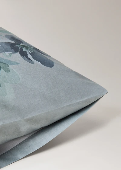 Percale cotton watercolor floral-print pillowcase 50x75 cm