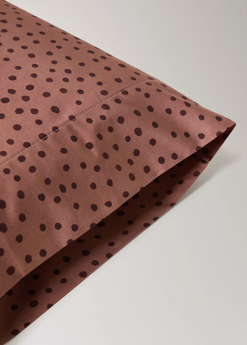 200-thread count percale cotton pillowcase with polka-dot print 45x110 cm