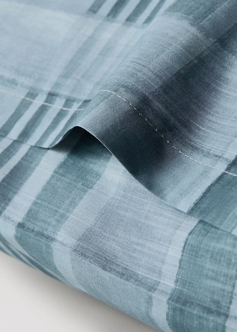 Percale cotton watercolor check-print pillowcase 50x75 cm