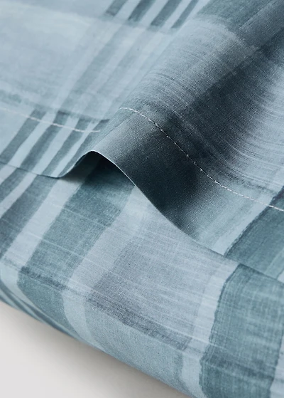 Percale cotton watercolor check-print pillowcase 50x75 cm