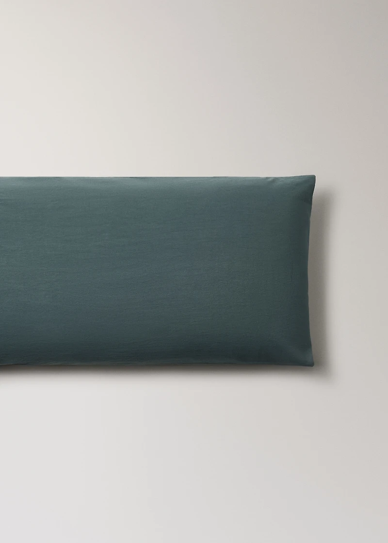 Washed cotton pillowcase with ties 45x110 cm