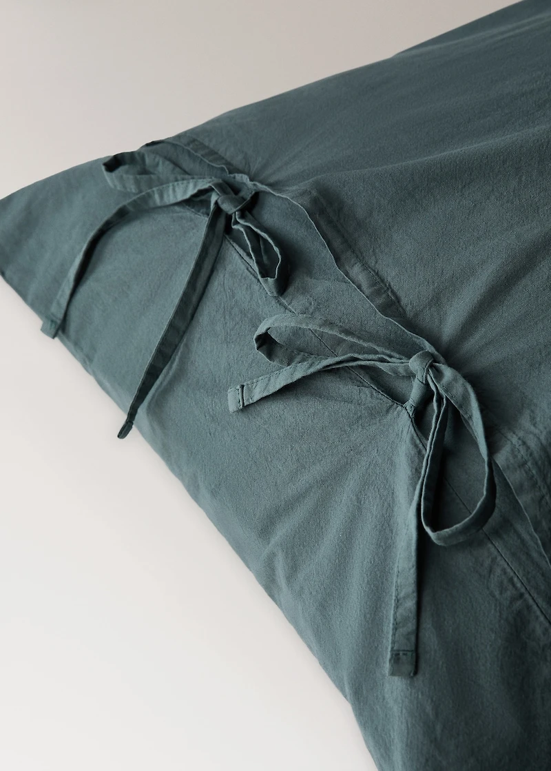 Washed cotton pillowcase with ties 45x110 cm