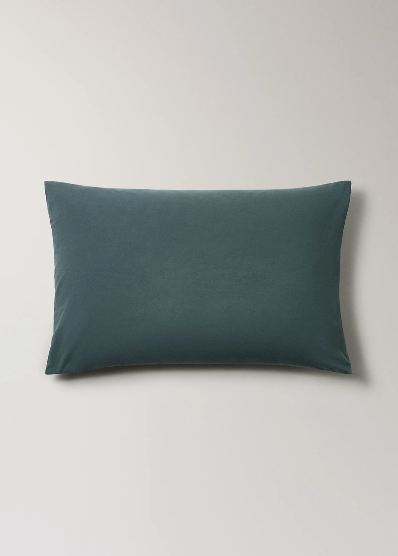 Two washed cotton pillowcases with ties 50x75 cm