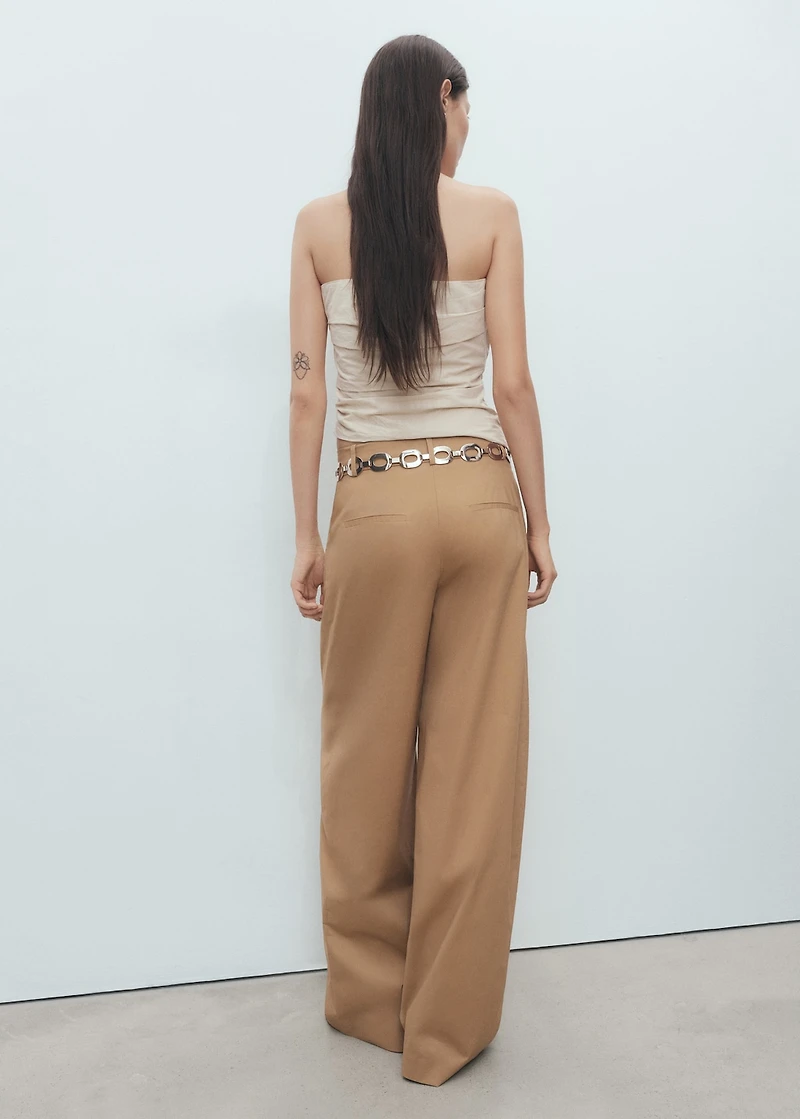 Mid-rise wide-leg pants