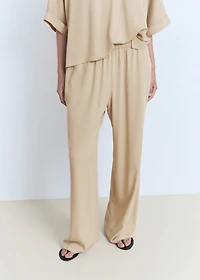 Straight-fit pants with elastic waist