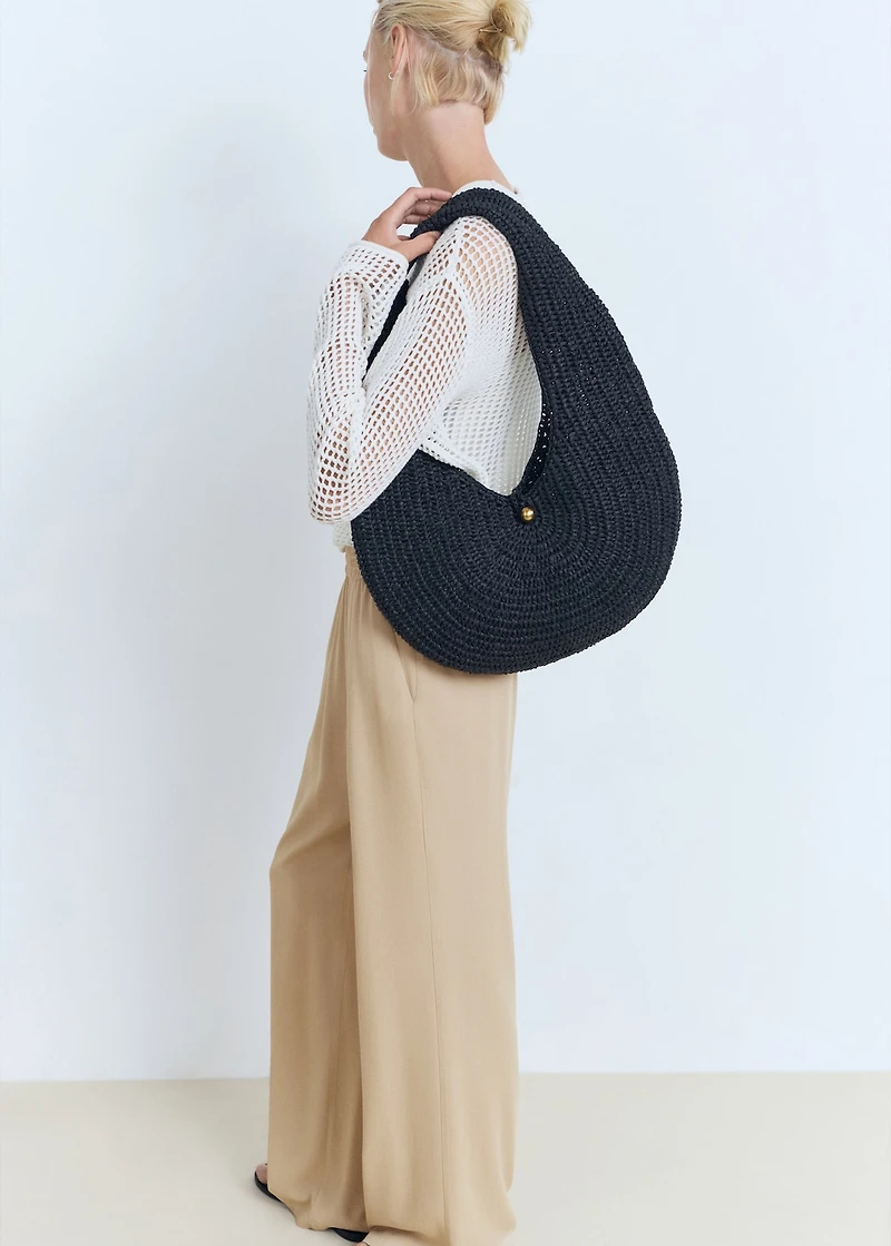 Straight-fit pants with elastic waist