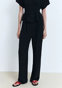 Straight-fit pleated pants