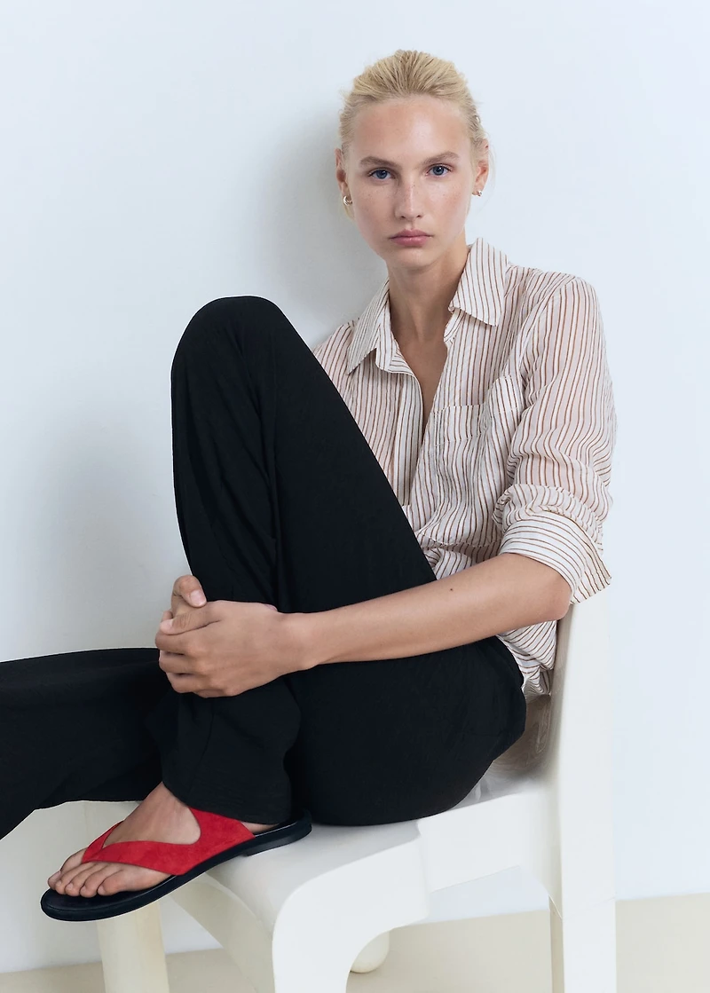 Straight-fit pleated pants