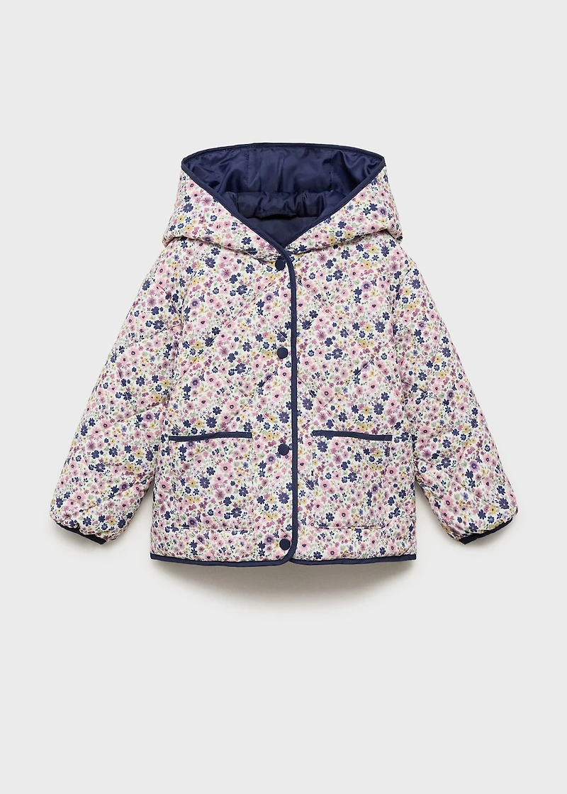 Flowers print quilted anorak