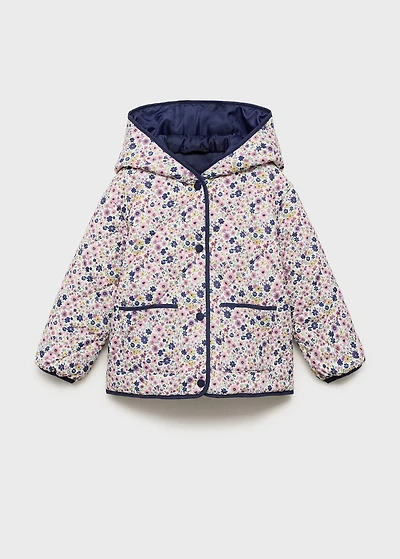 Flowers print quilted anorak