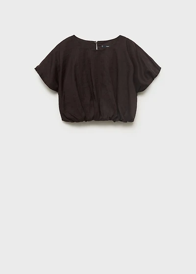 Ramie cropped balloon blouse